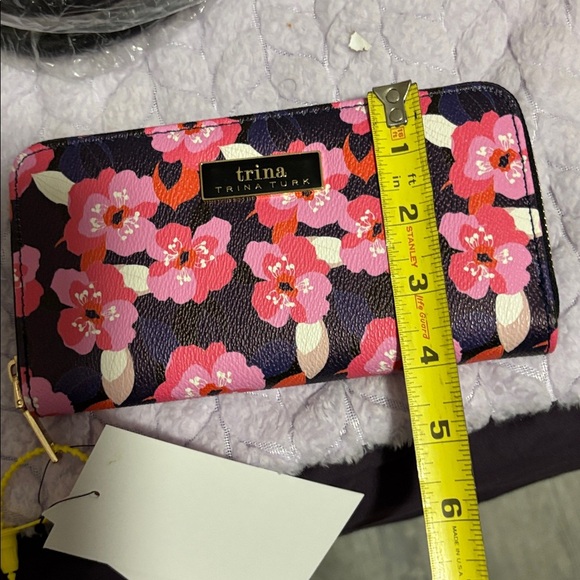 Trina Turk Pink and Navy Floral Tote with matching wallet set - Picture 15 of 15